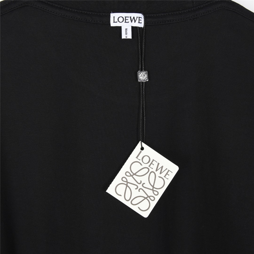 Loewe/罗意威 25ss 徽标撞色字母刺绣短袖T恤 黑色 白色