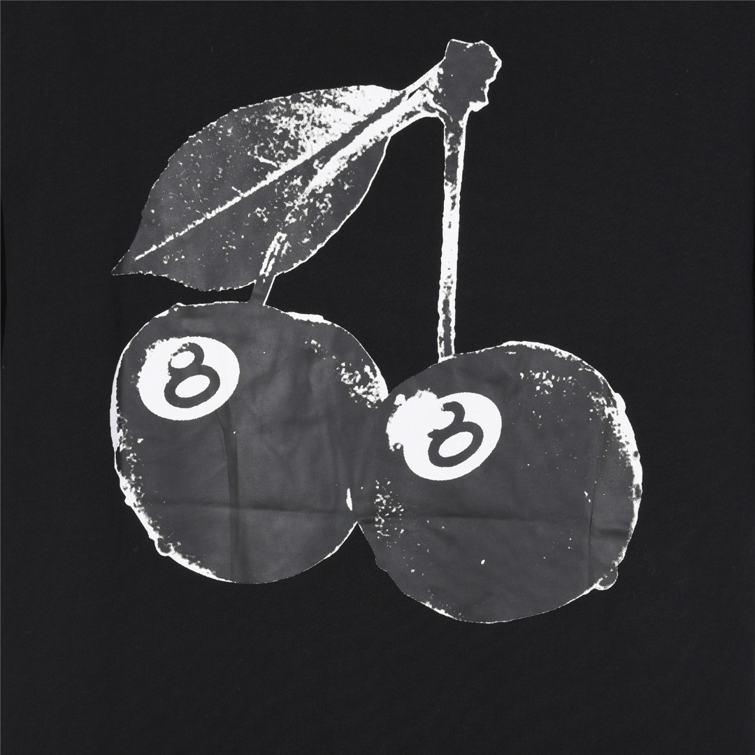 Stussy/斯图西 25ss 樱桃黑八印花logo短袖T恤