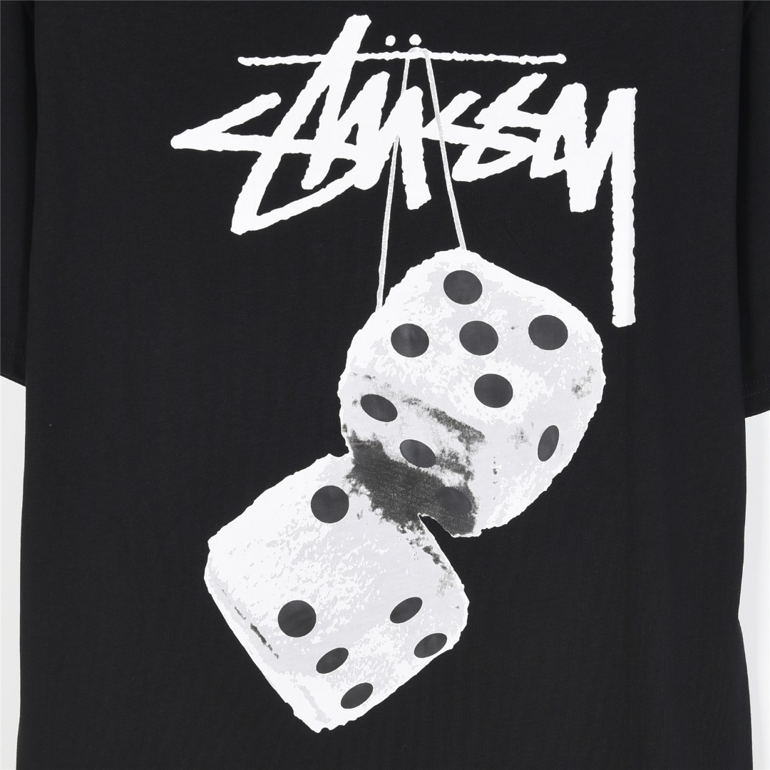 Stussy/斯图西 25ss 毛绒骰子印花logo短袖T恤