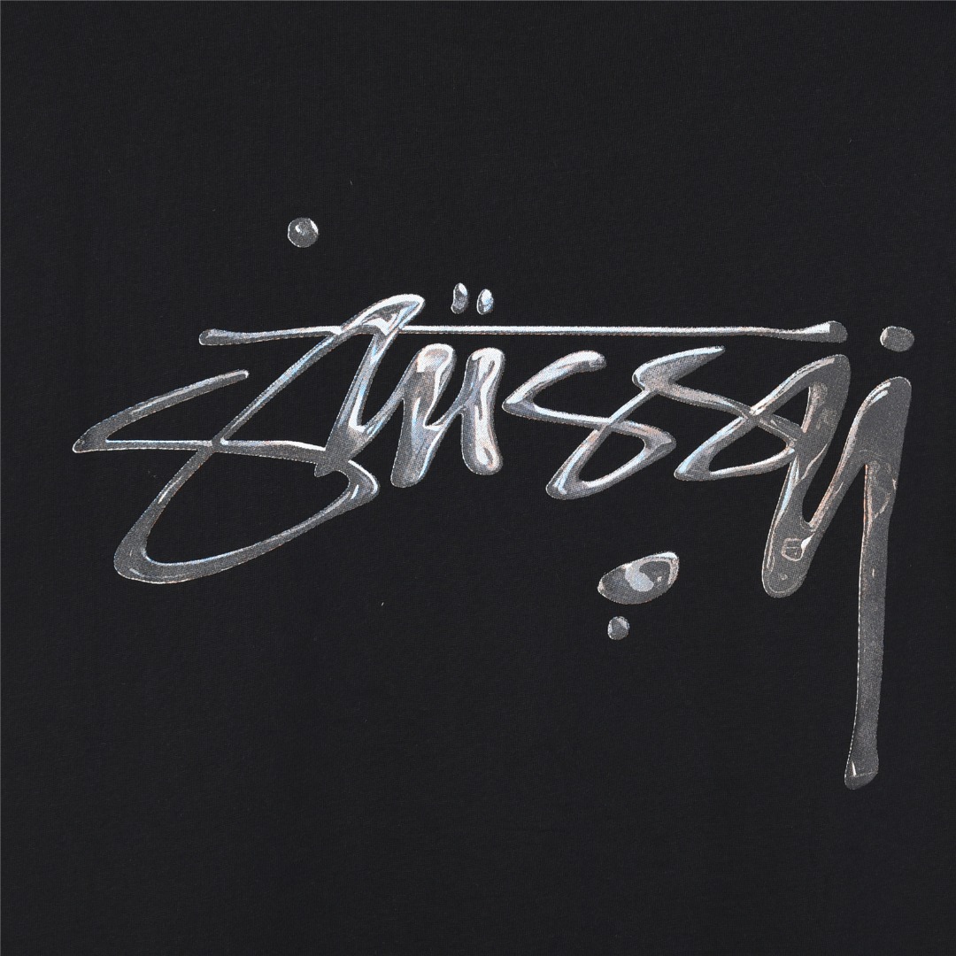 Stussy/斯图西 25ss 水银效果签名logo印花短袖T恤