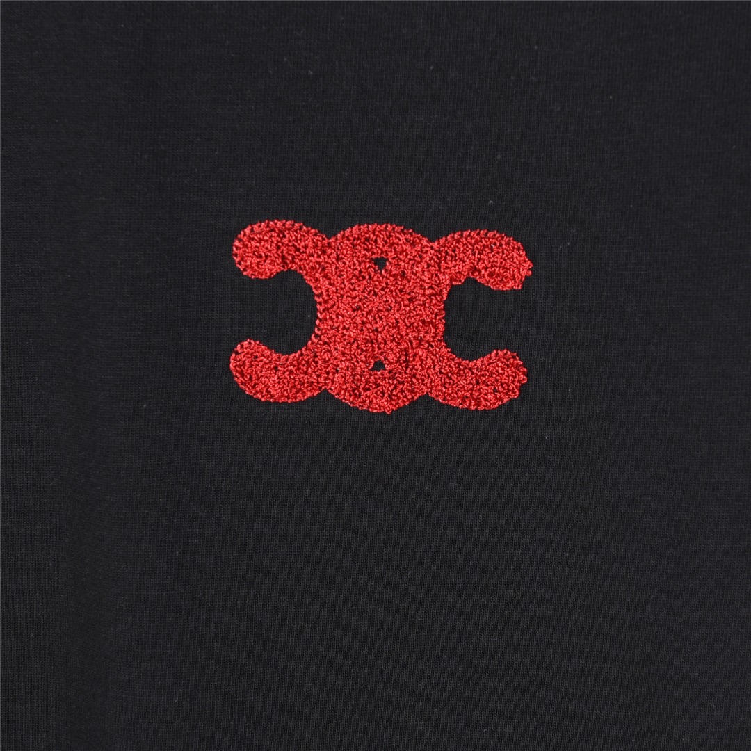 Celine/赛琳 25SS 植绒刺绣凯旋门logo短袖T恤