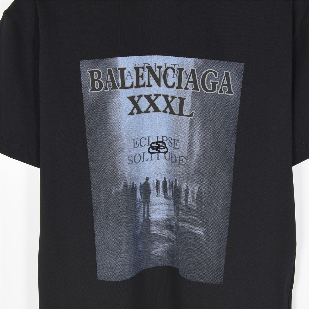 Balenciaga/巴黎世家 锁扣logo人影数码印花短袖T恤