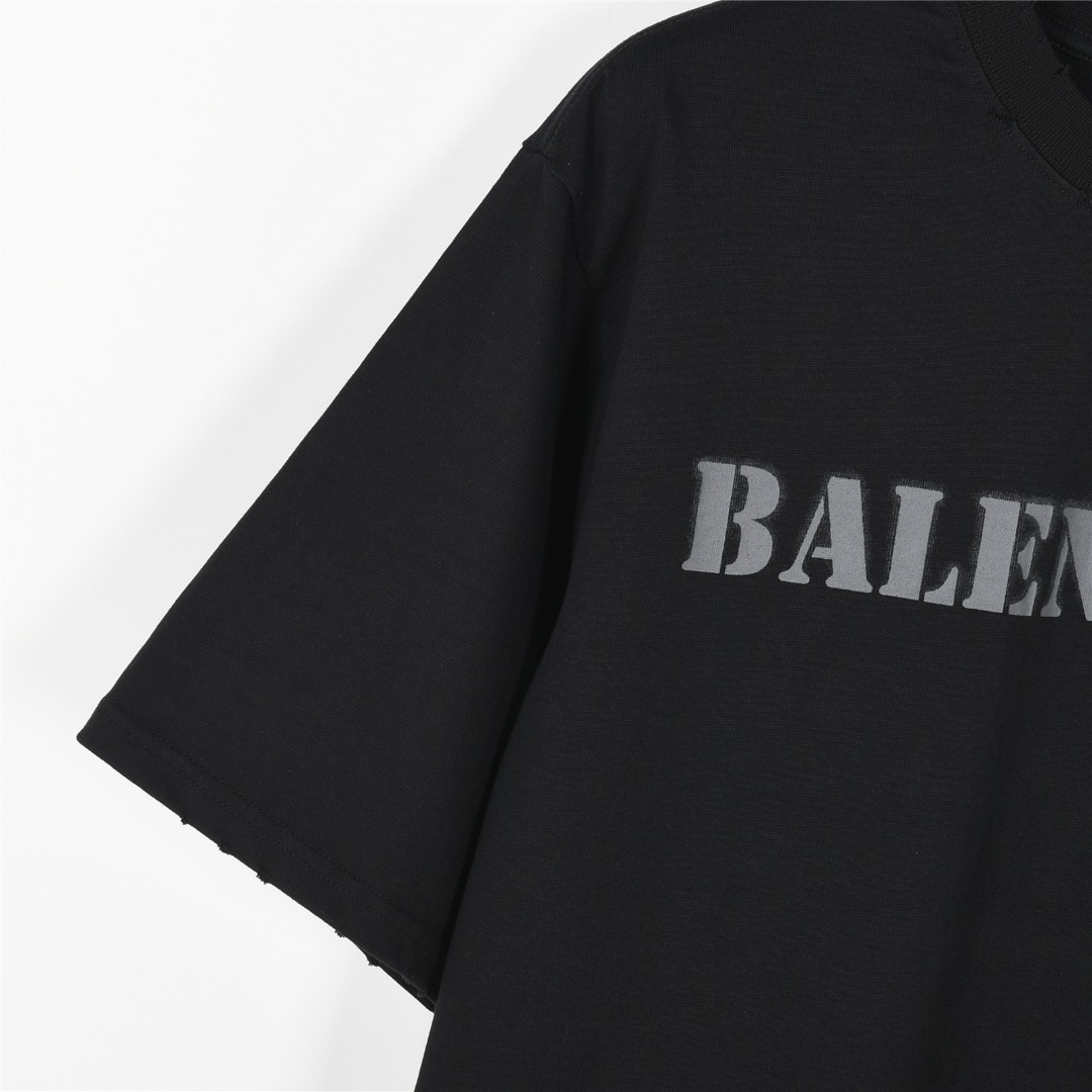 Balenciaga/巴黎世家 前后模糊喷墨字母短袖T恤