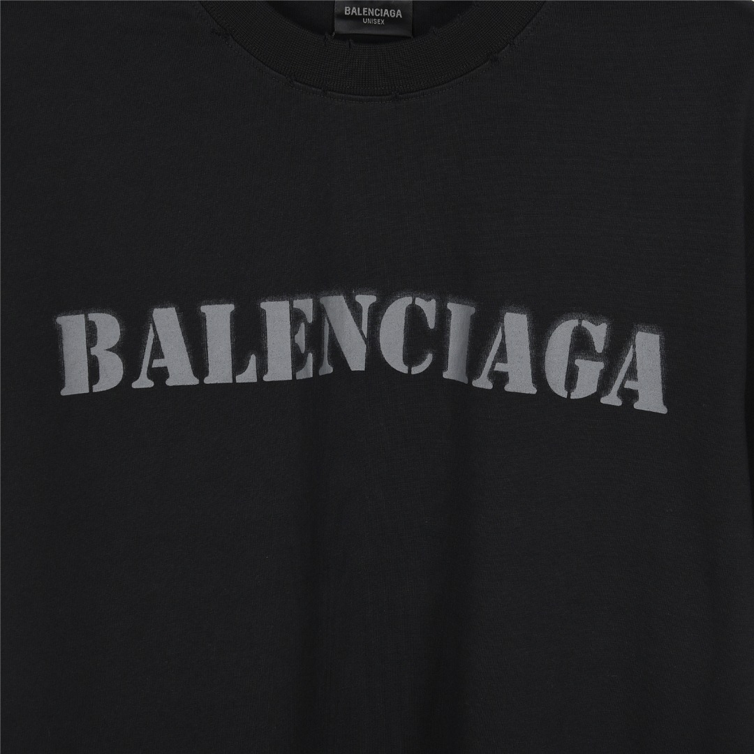 Balenciaga/巴黎世家 前后模糊喷墨字母短袖T恤