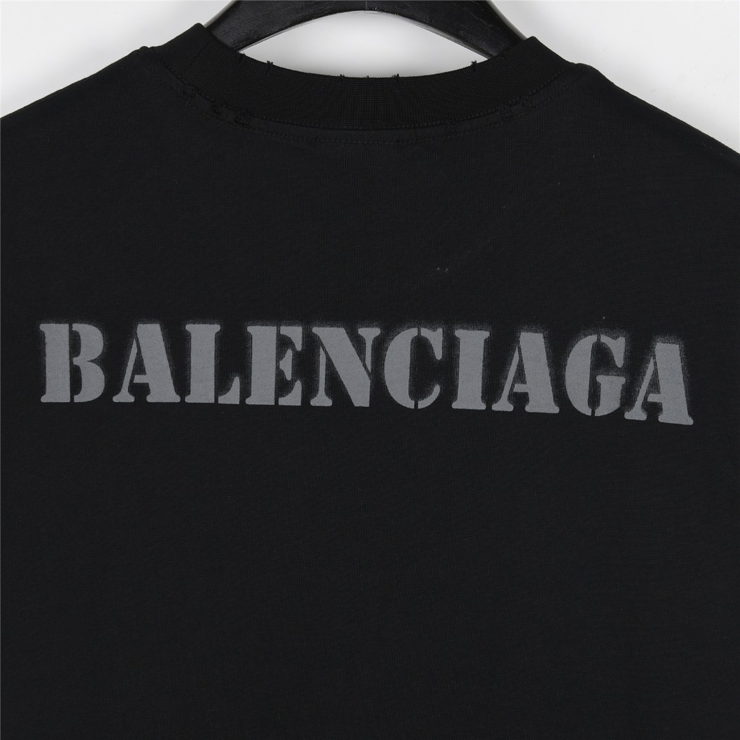 Balenciaga/巴黎世家 前后模糊喷墨字母短袖T恤