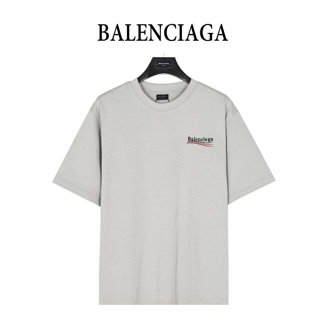 Balenciaga/巴黎世家 可乐海浪刺绣短袖T恤