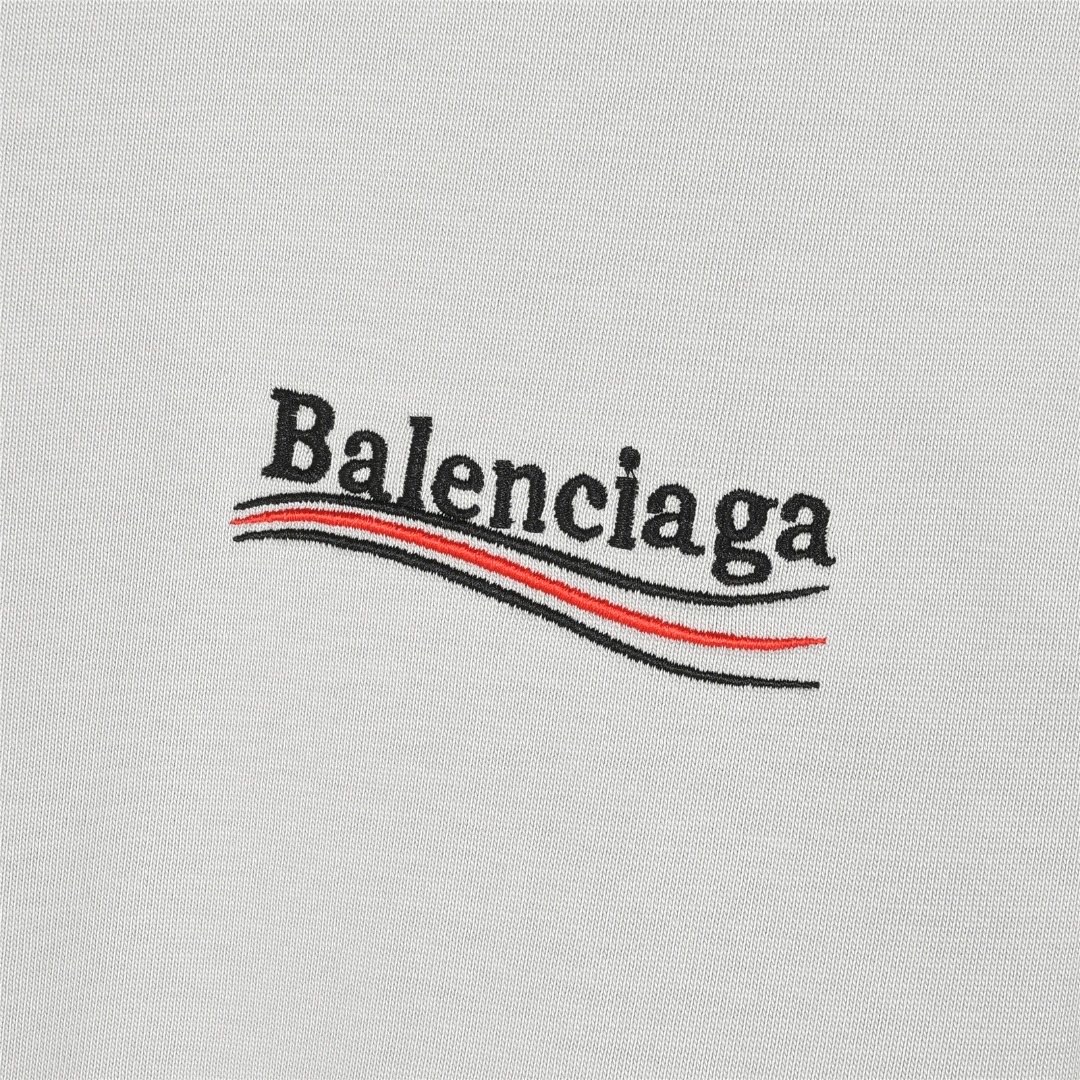 Balenciaga/巴黎世家 可乐海浪刺绣短袖T恤