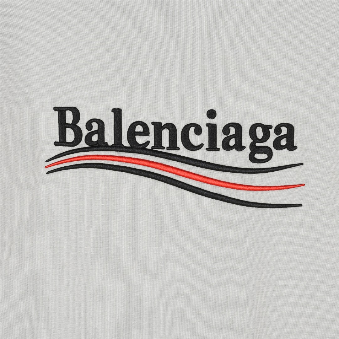 Balenciaga/巴黎世家 可乐海浪刺绣短袖T恤