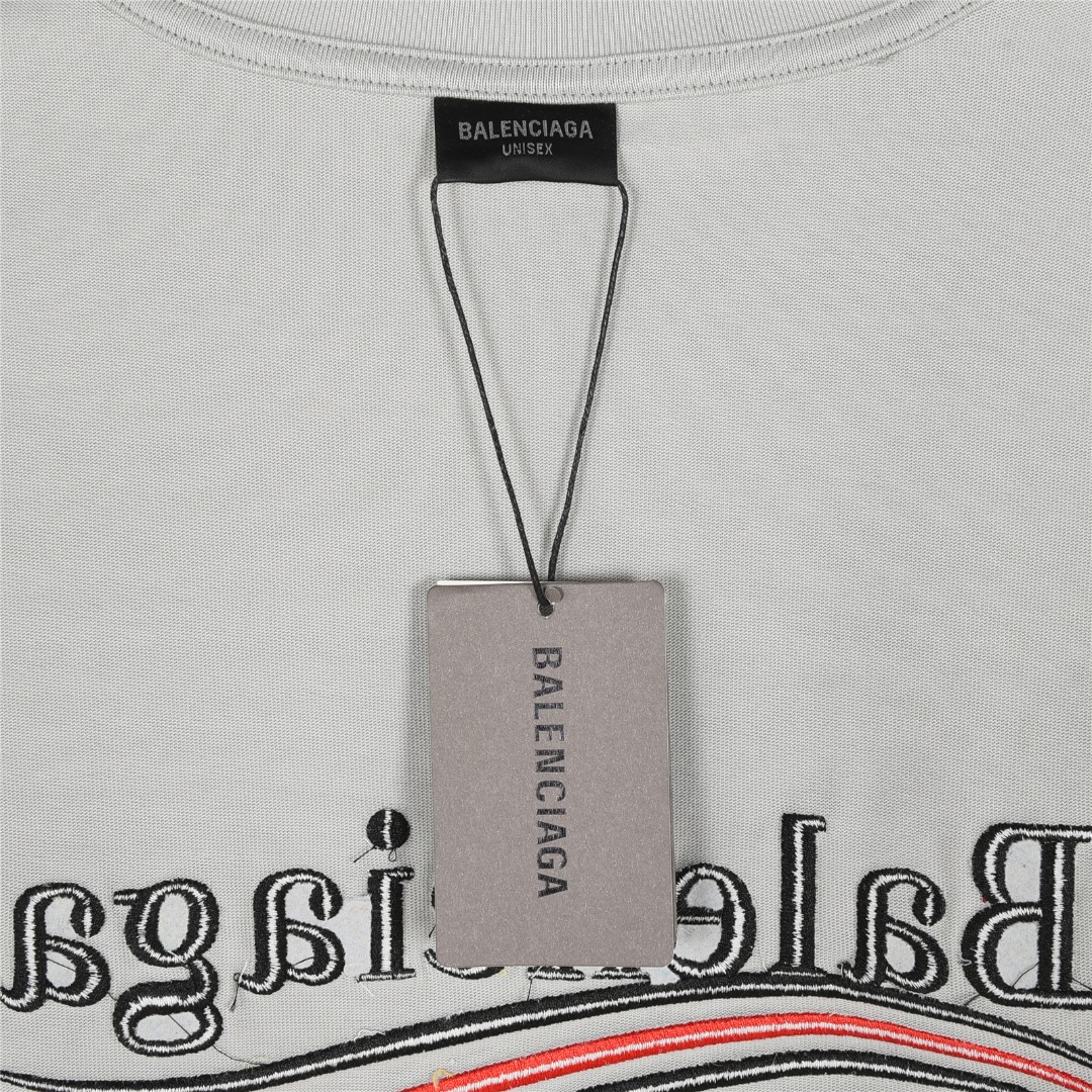 Balenciaga/巴黎世家 可乐海浪刺绣短袖T恤