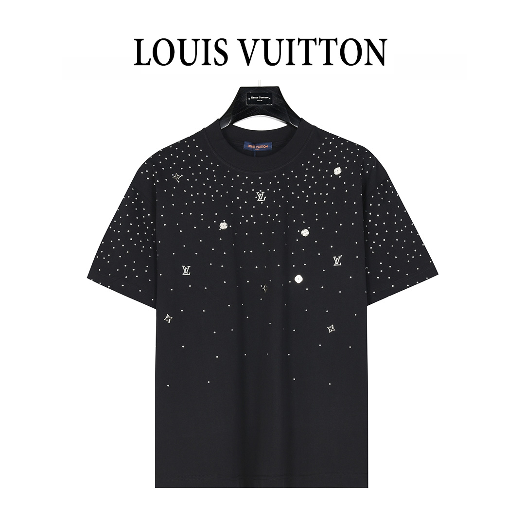 Louis Vuitton/路易威登 25ss 铆钉logo满天星烫钻短袖T恤