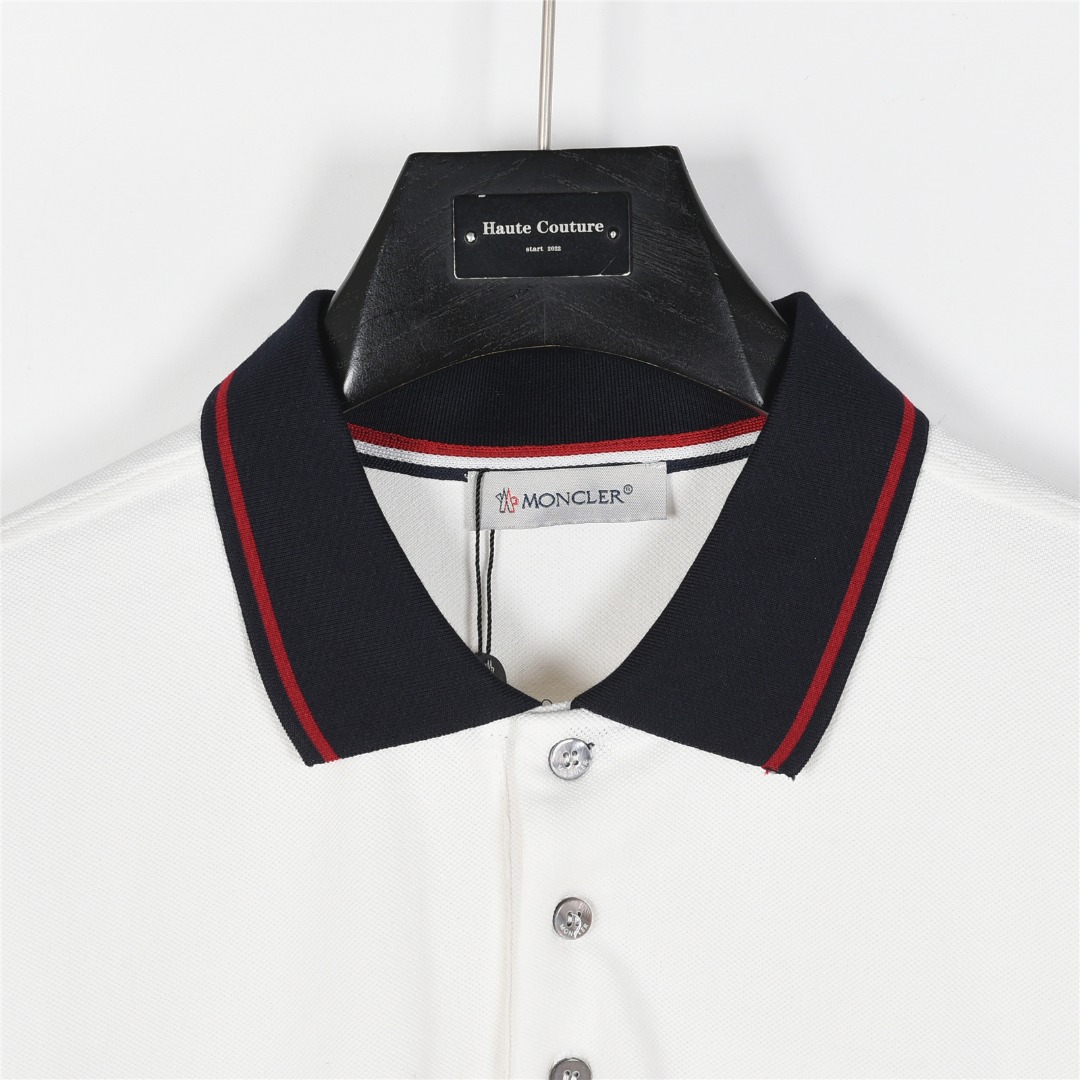 Moncler/蒙口 胸口徽标刺绣短袖Polo衫 白色 宝蓝