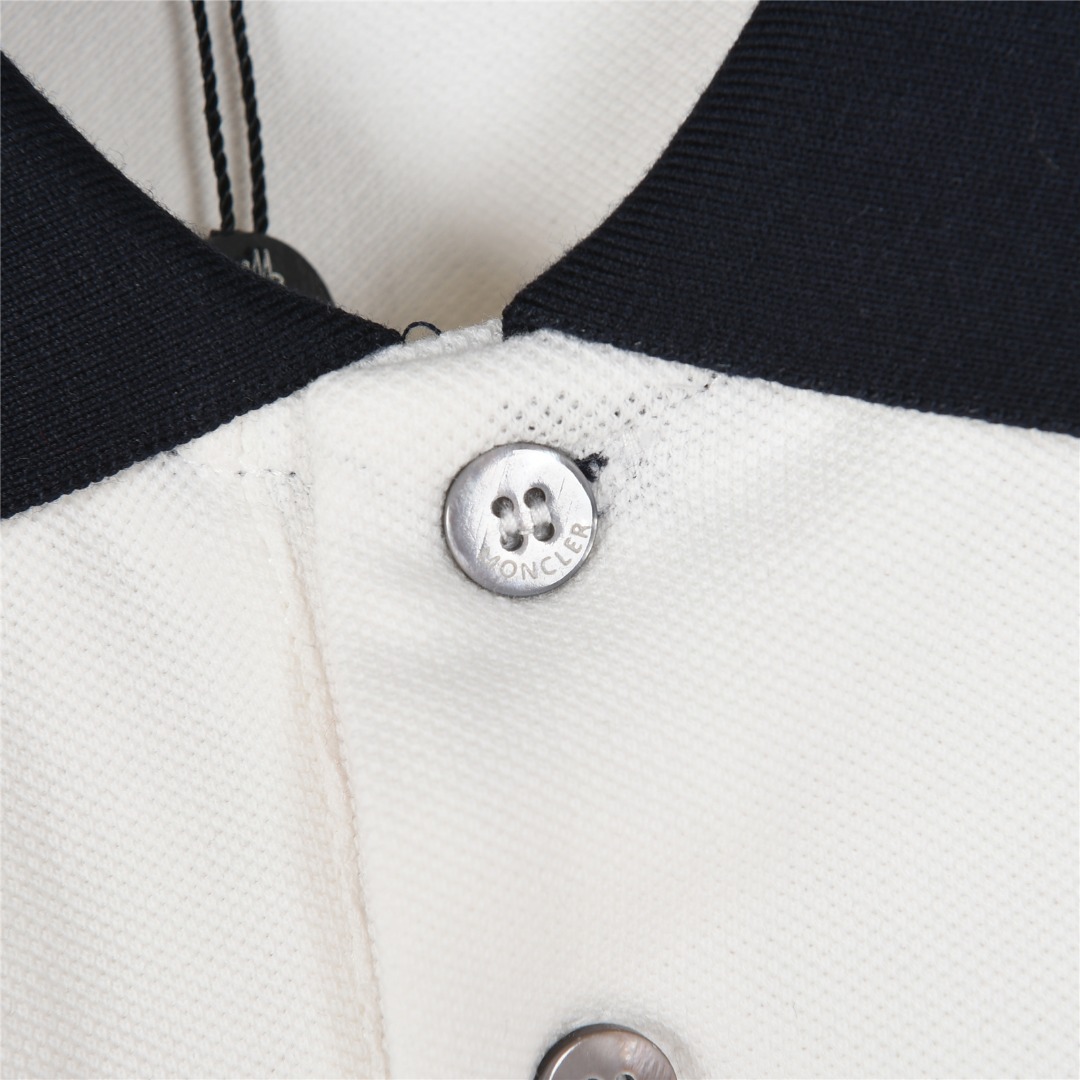 Moncler/蒙口 胸口徽标刺绣短袖Polo衫 白色 宝蓝