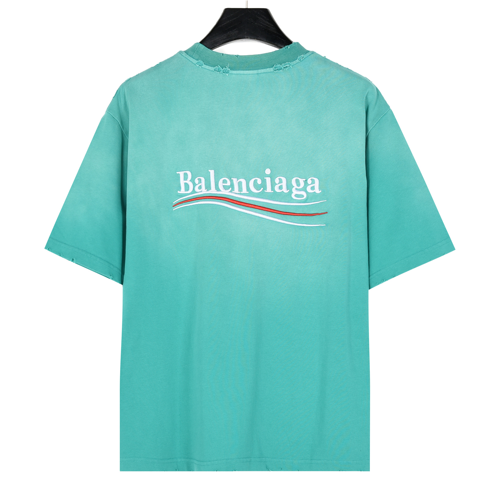 Balenciaga/巴黎世家 25ss 水洗可乐刺绣炒色破洞短袖T恤
