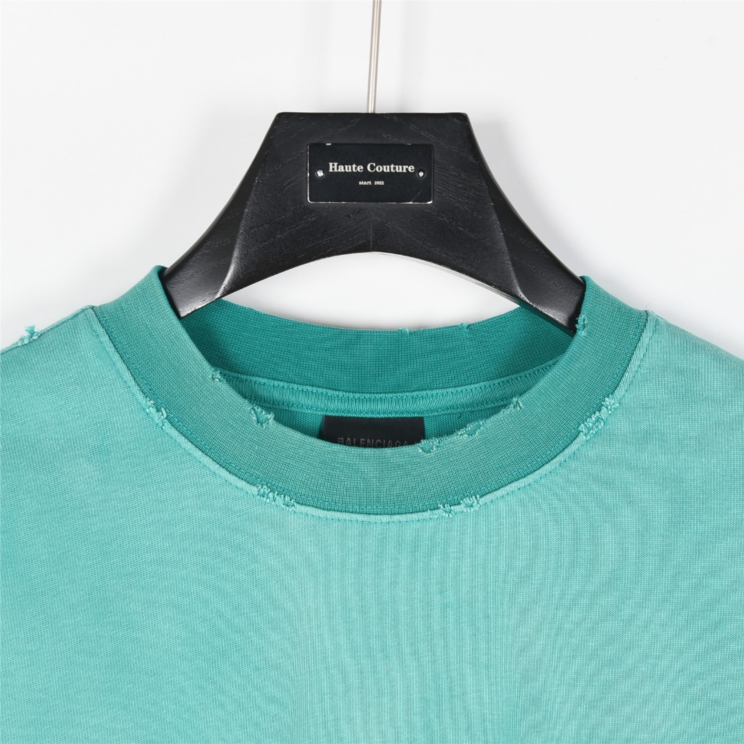 Balenciaga/巴黎世家 25ss 水洗可乐刺绣炒色破洞短袖T恤