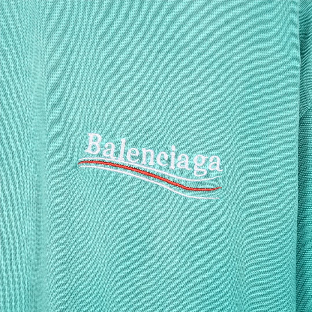 Balenciaga/巴黎世家 25ss 水洗可乐刺绣炒色破洞短袖T恤