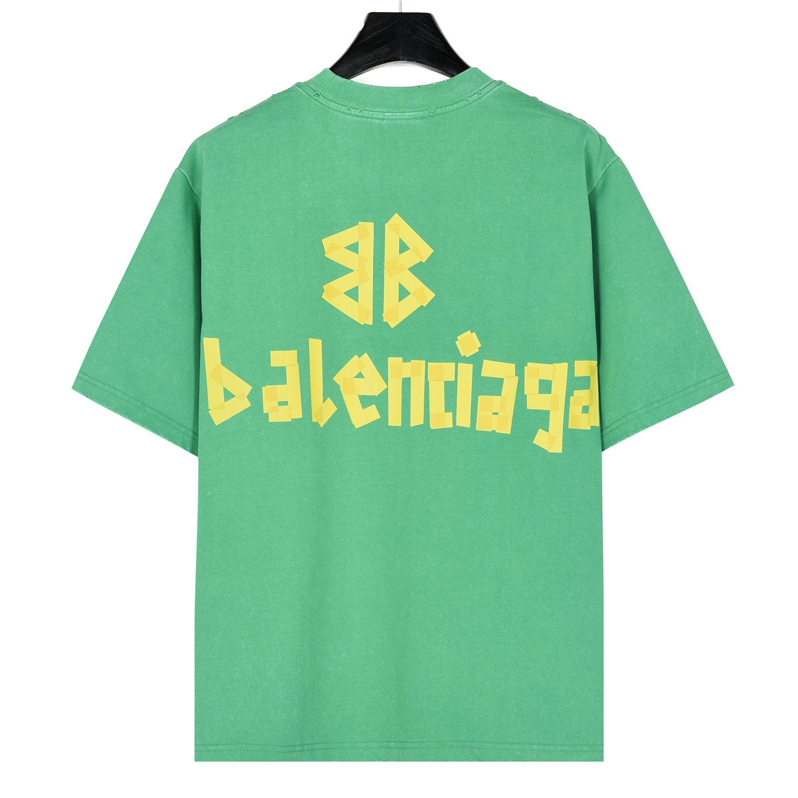 Balenciaga/巴黎世家 25ss 水洗美纹纸胶带炒色破洞短袖T恤
