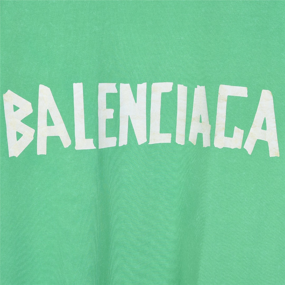 Balenciaga/巴黎世家 25ss 水洗美纹纸胶带炒色破洞短袖T恤