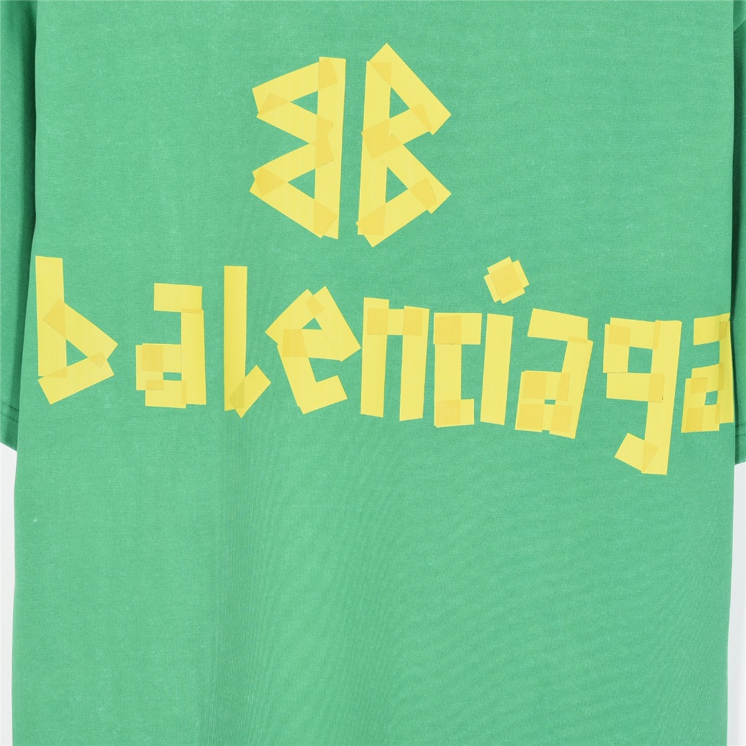 Balenciaga/巴黎世家 25ss 水洗美纹纸胶带炒色破洞短袖T恤