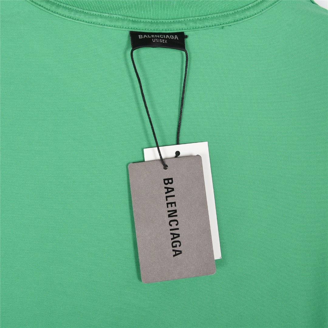 Balenciaga/巴黎世家 25ss 水洗美纹纸胶带炒色破洞短袖T恤