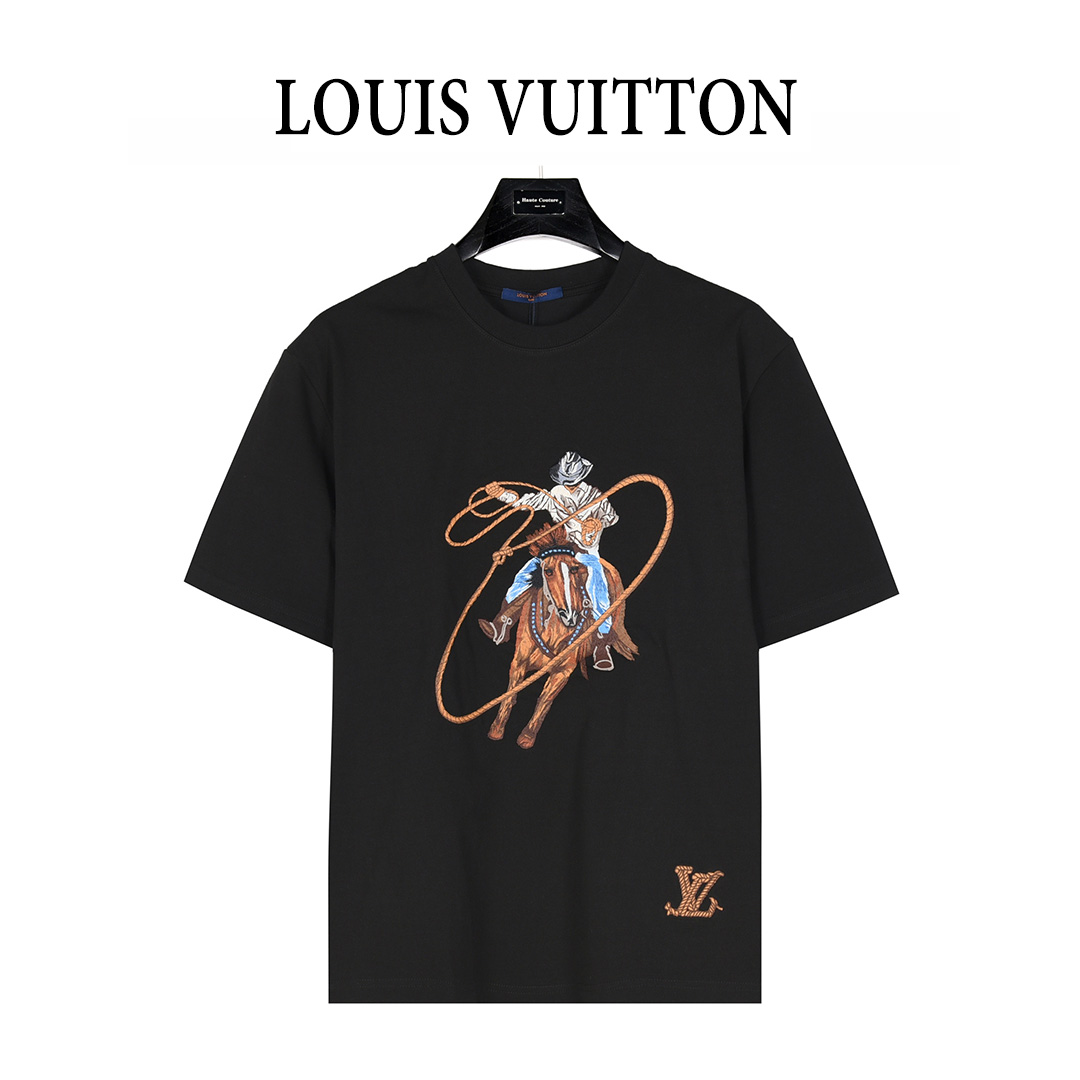 Louis Vuitton/路易威登 走秀款 重磅西部牛仔刺绣短袖T恤