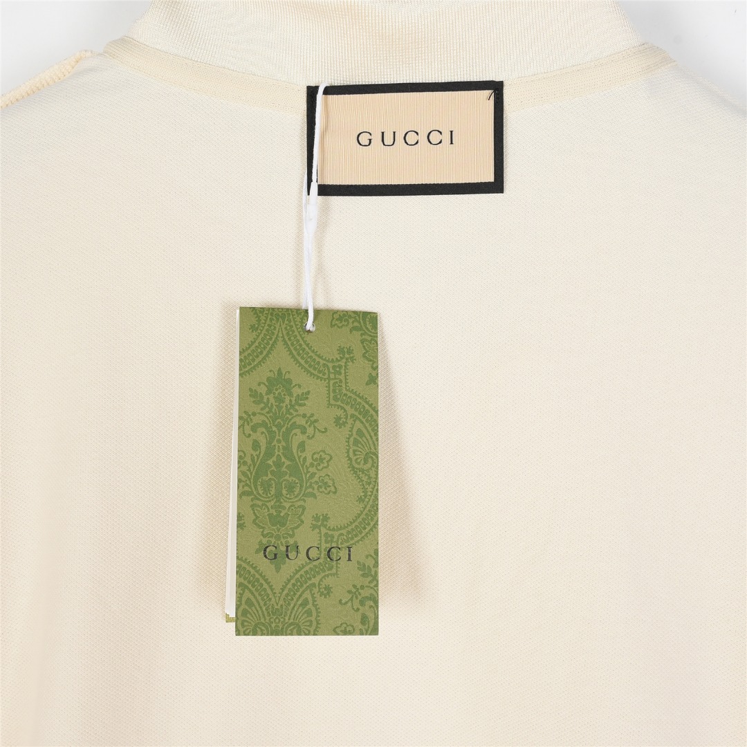 Gucci/古驰 25ss 双G字母小标压胶短袖Polo衫 双面丝光长绒棉