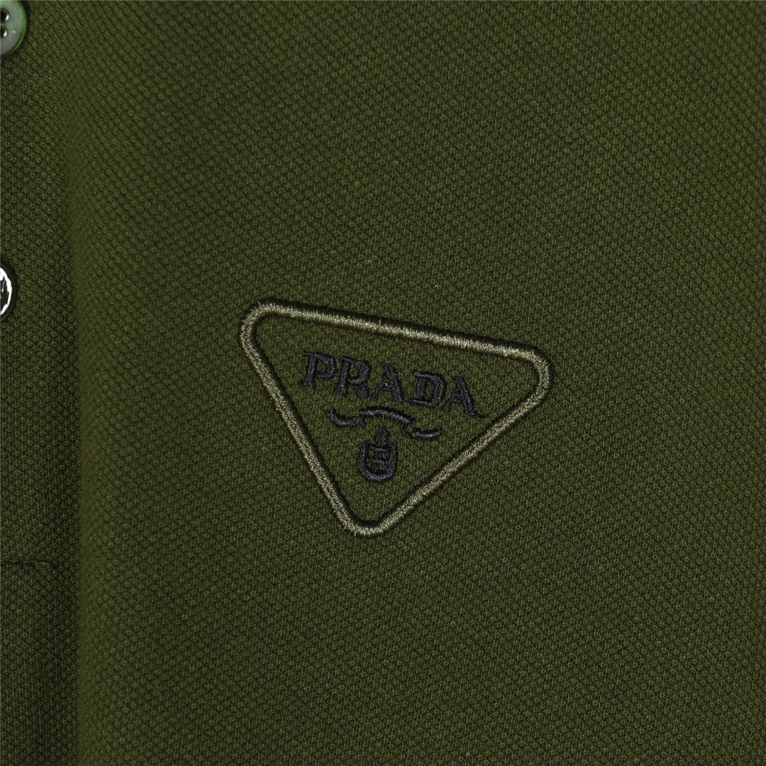 PRADA/普拉达 25ss 胸口三角标撞色刺绣短袖Polo衫