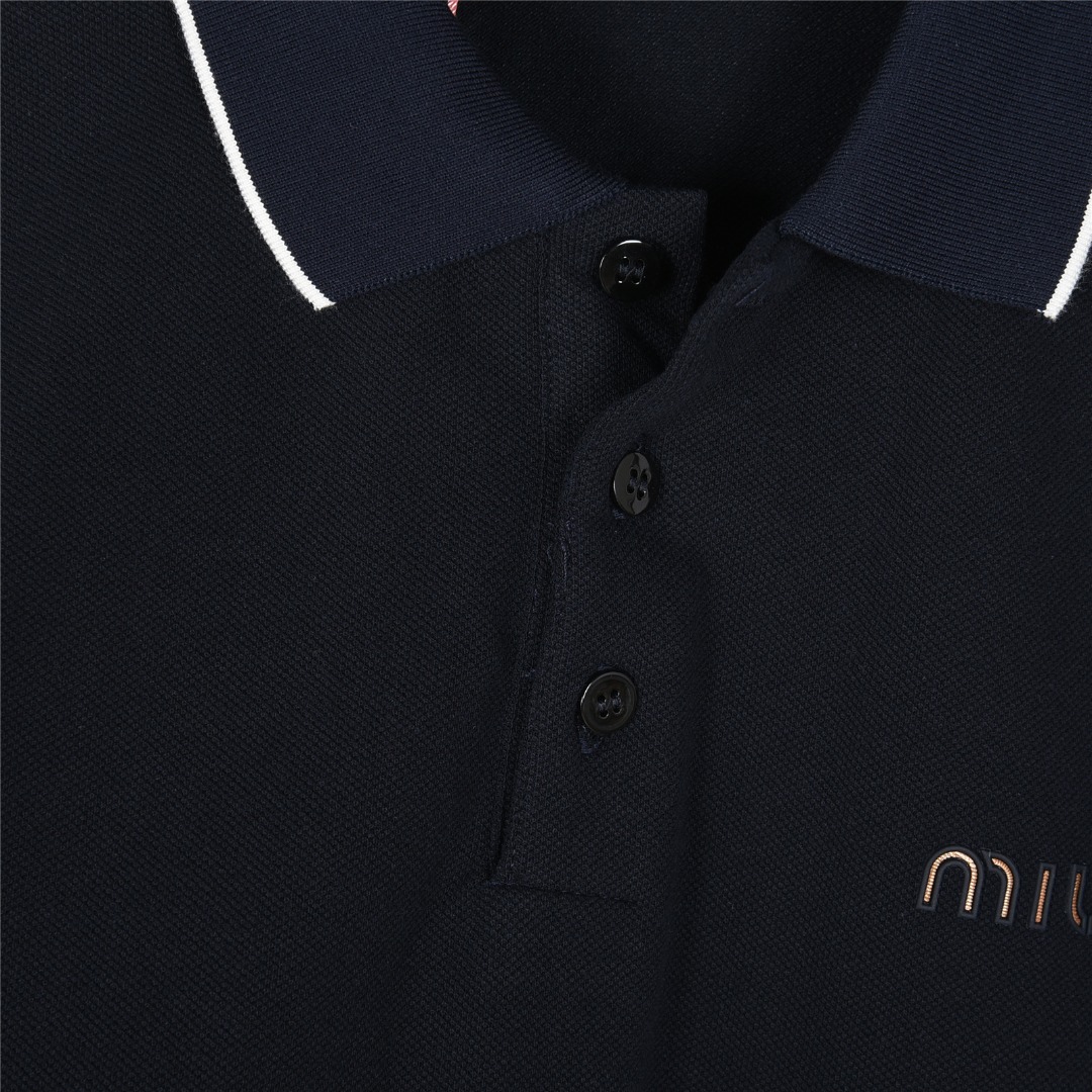 MiuMiu/缪缪 25ss 胸口logo撞色压胶短袖Polo衫