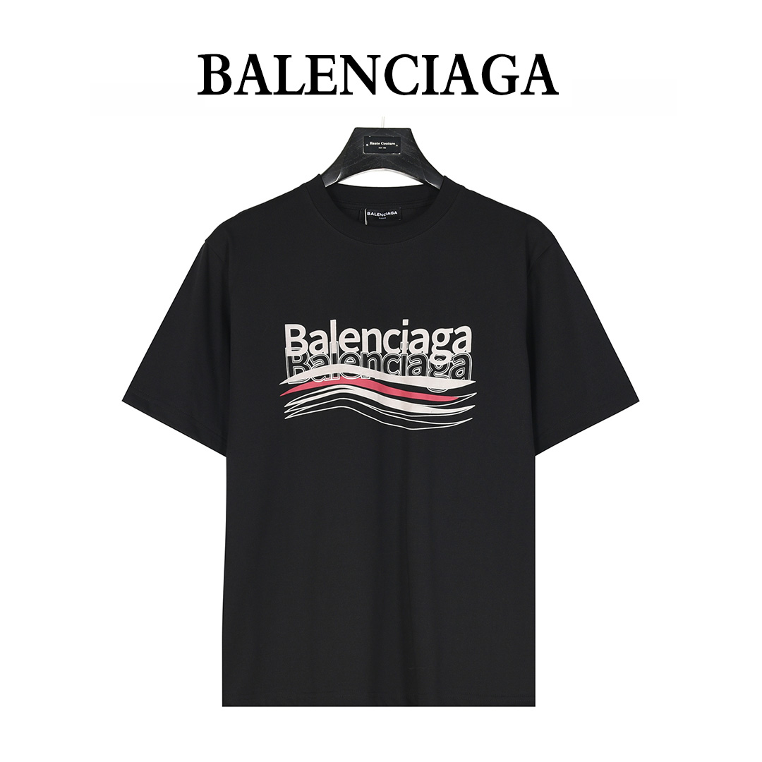 Balenciaga/巴黎世家 25ss 重影多logo发泡印花短袖T恤