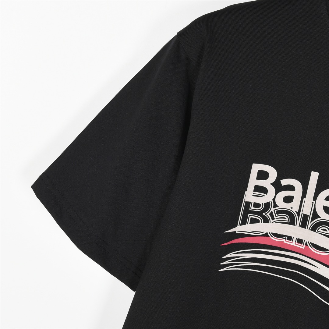 Balenciaga/巴黎世家 25ss 重影多logo发泡印花短袖T恤