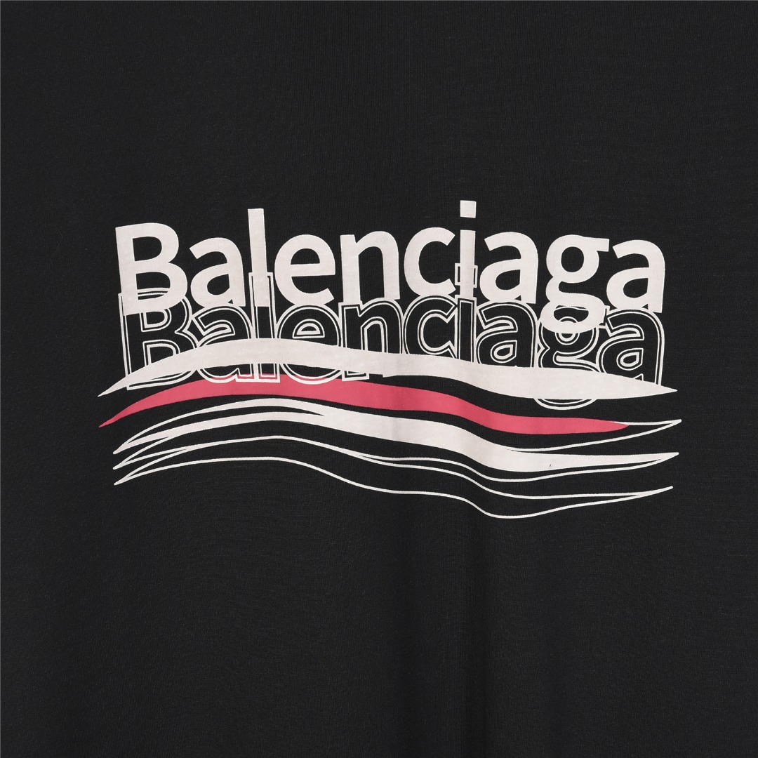 Balenciaga/巴黎世家 25ss 重影多logo发泡印花短袖T恤