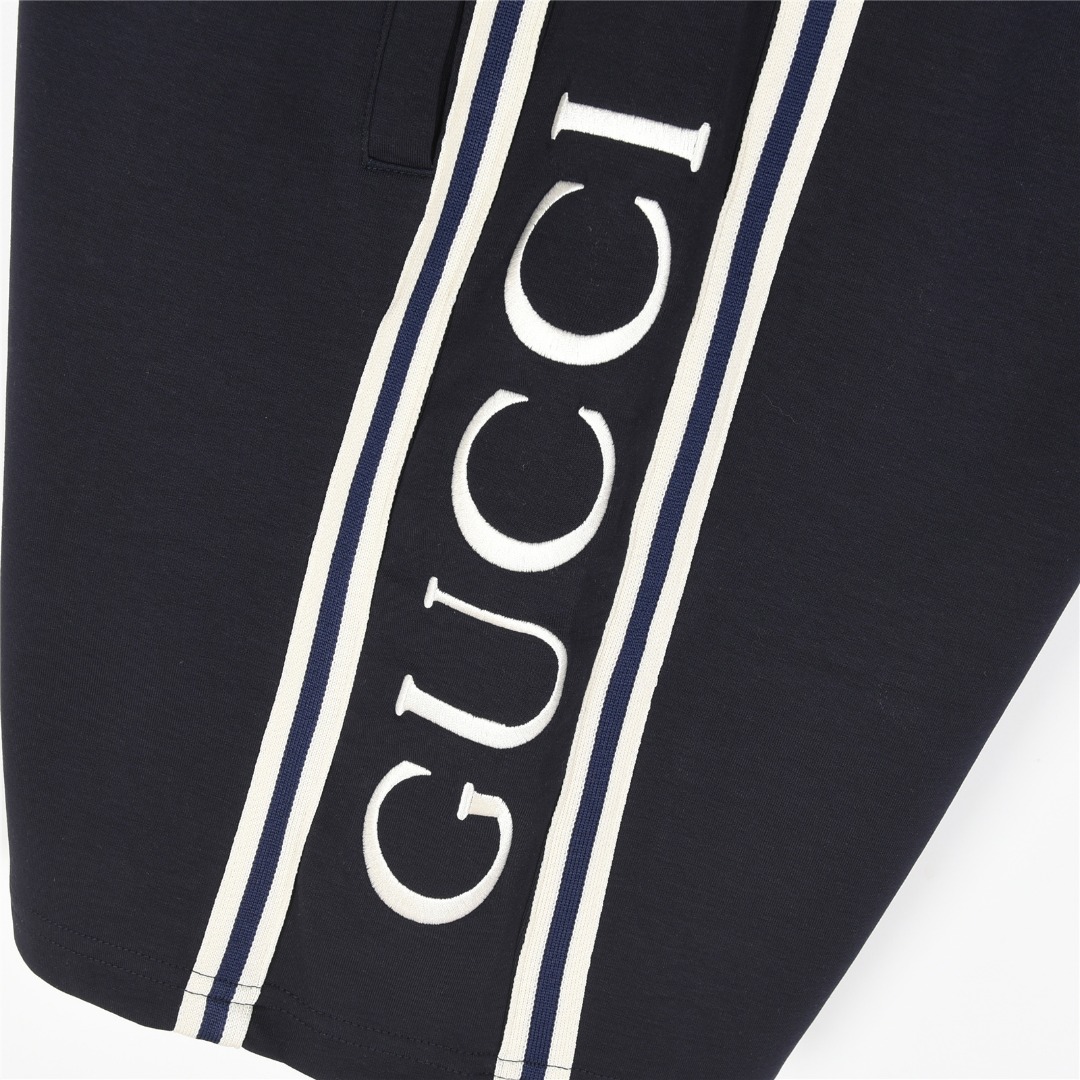 Gucci/古驰 25ss 侧边织带拼色logo刺绣短裤