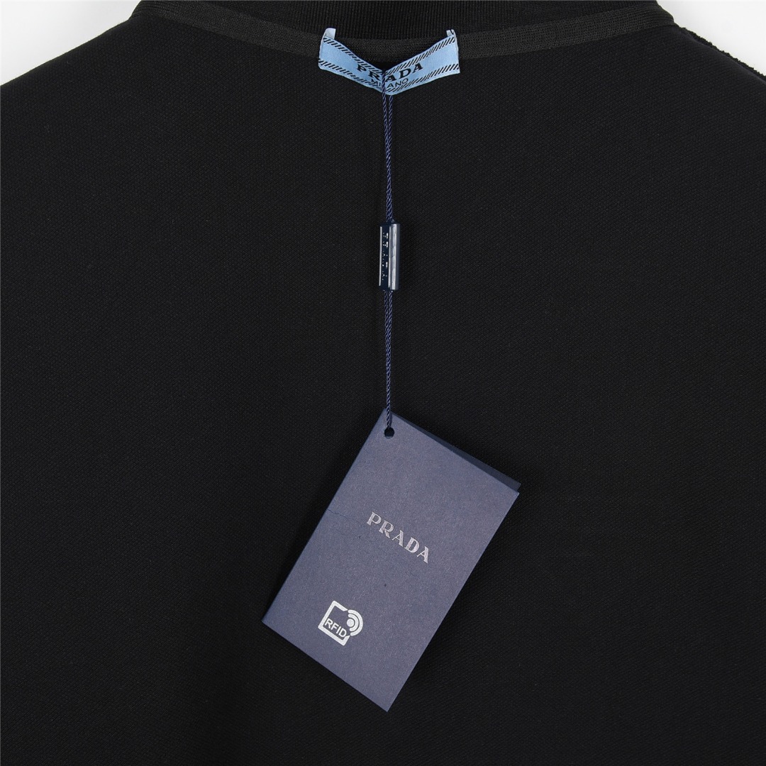 PRADA/普拉达 25ss 红色logo胶条及三角刺绣短袖Polo衫