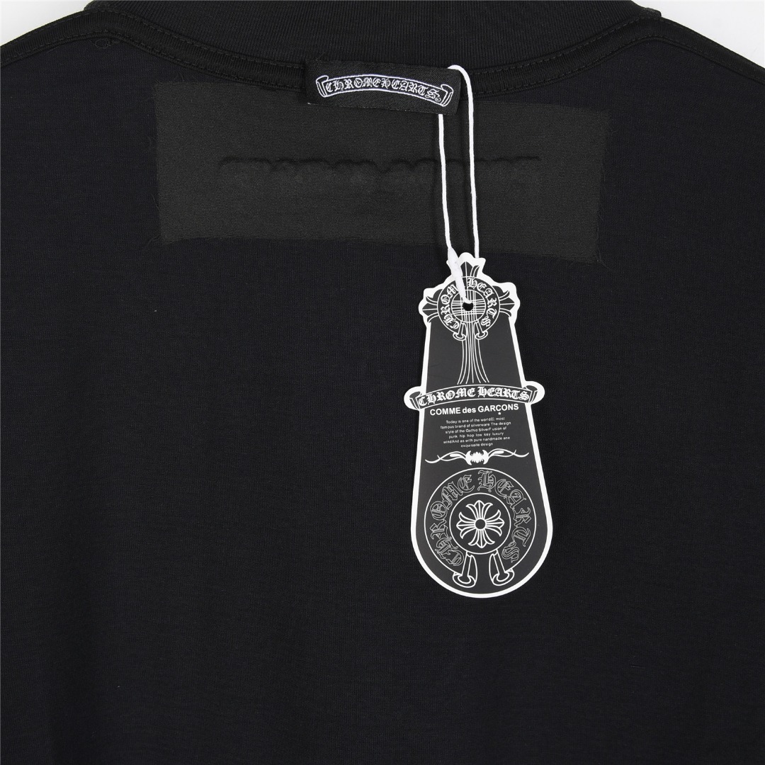 ChromeHearts/克罗心 25ss 裁剪贴布镶嵌银饰十字架刺绣短袖T恤黑色 白色