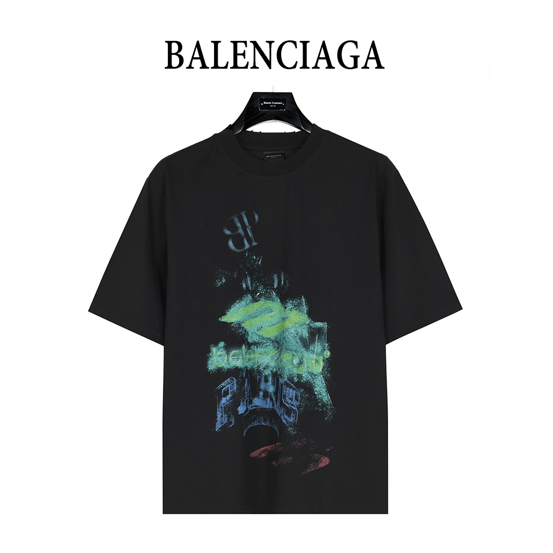 Balenciaga/巴黎世家 25ss 双B模糊涂鸦短袖T恤