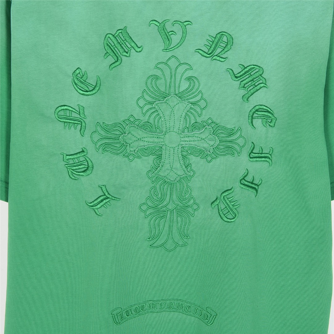 ChromeHearts/克罗心 25ss 十字架贴布刺绣水洗破洞短袖T恤