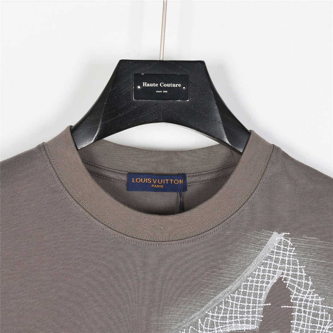 Louis Vuitton/路易威登 25ss 铅笔手绘大logo老花刺绣短袖T恤