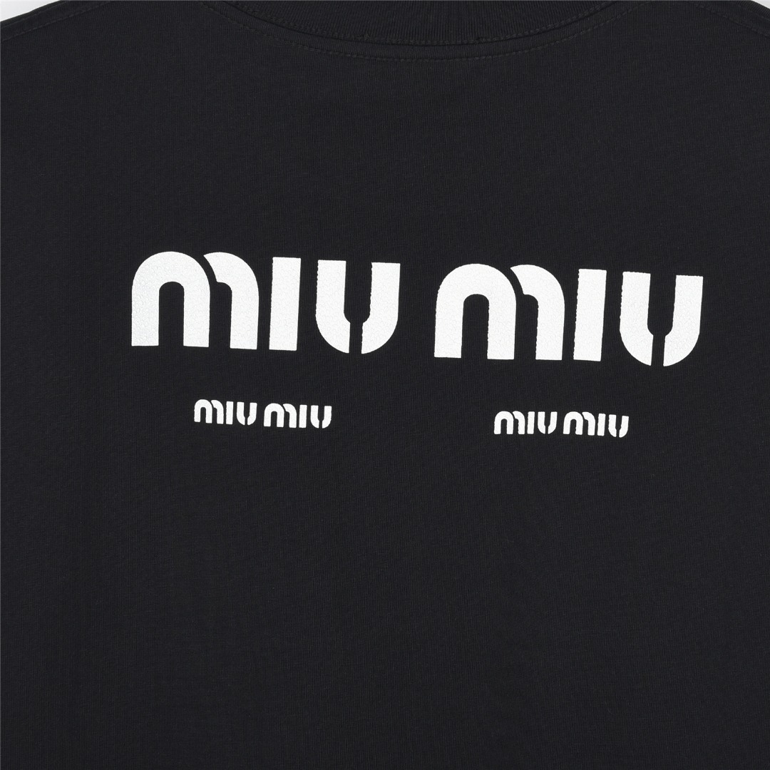 MiuMiu/缪缪 25ss 字母Logo发泡印花短袖T恤