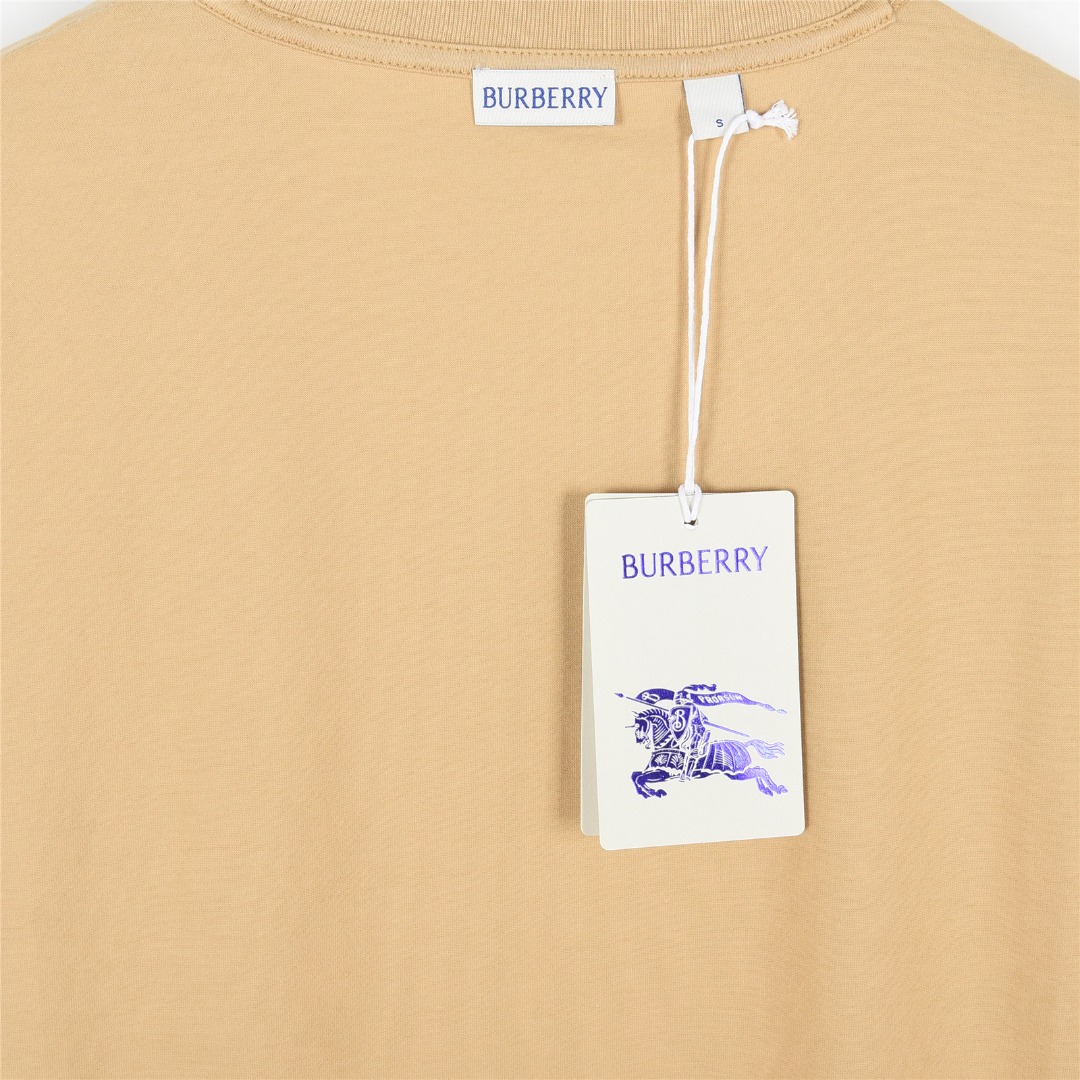 Burberry/巴宝莉 25ss 肩部格纹织带拼接短袖T恤