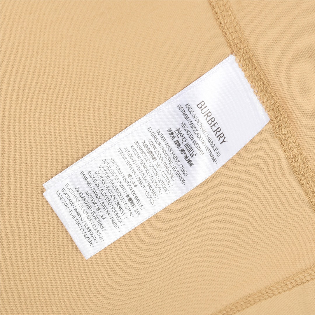 Burberry/巴宝莉 25ss 肩部格纹织带拼接短袖T恤