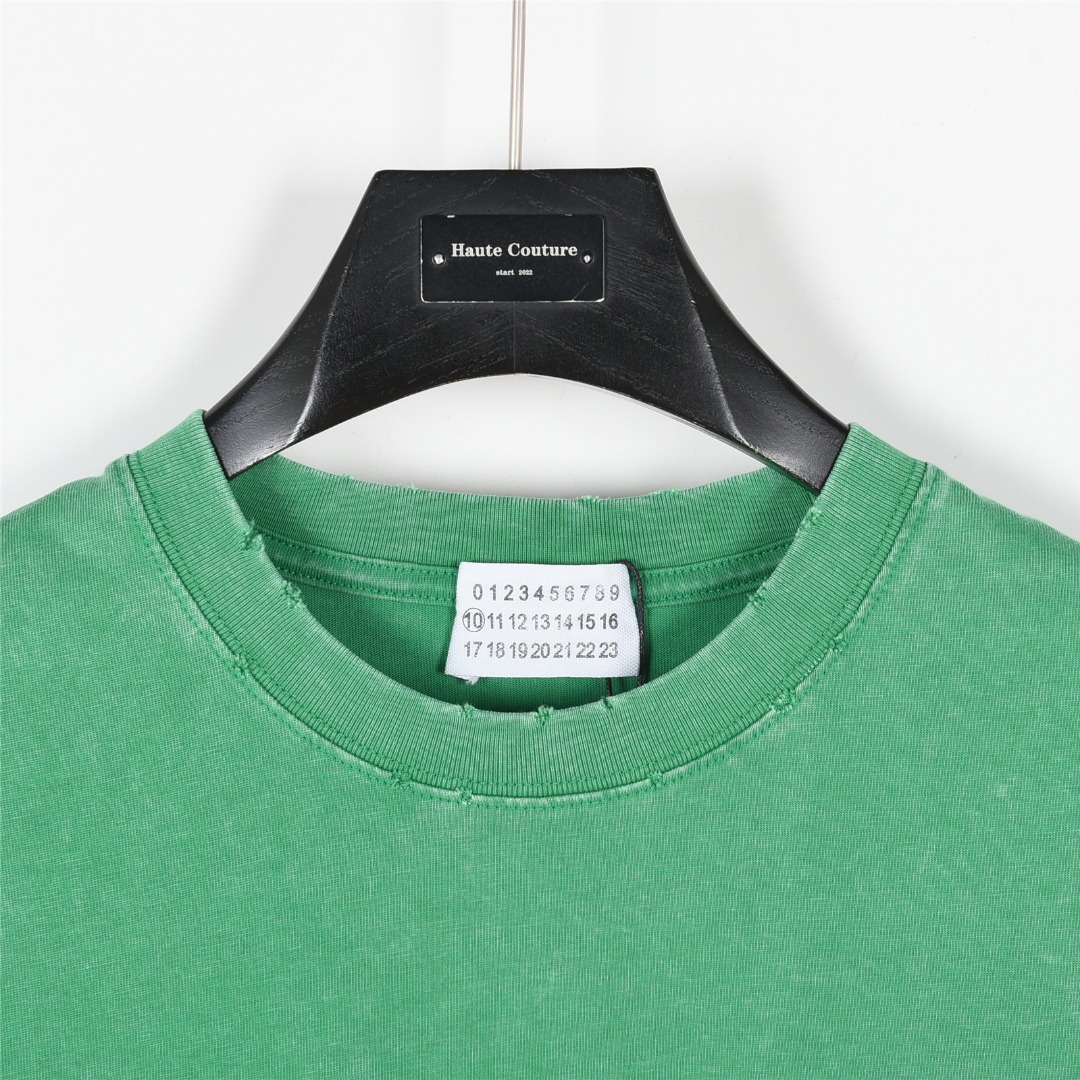 MaisonMargiela/马吉拉 25ss 后背数字牙刷绣喷马溜洗水短袖T恤