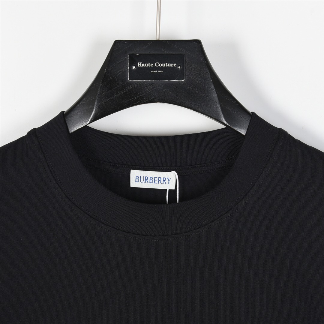 Burberry/巴宝莉 25ss 格纹战马十字绣刺绣短袖T恤黑色 白色