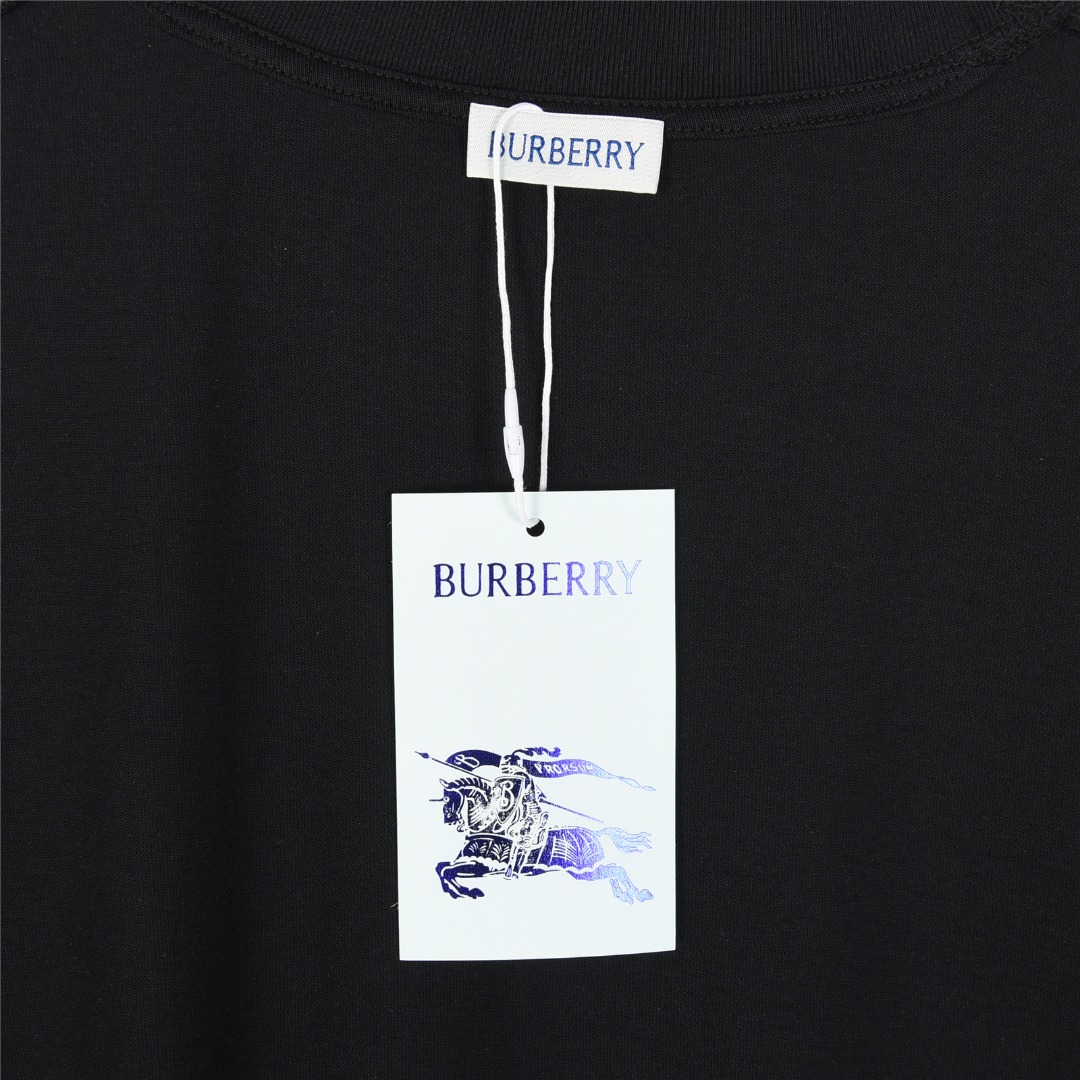Burberry/巴宝莉 25ss 格纹战马十字绣刺绣短袖T恤黑色 白色