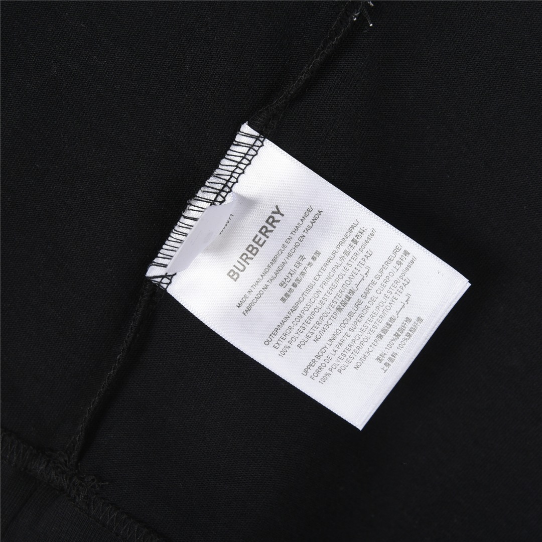 Burberry/巴宝莉 25ss 格纹战马十字绣刺绣短袖T恤黑色 白色