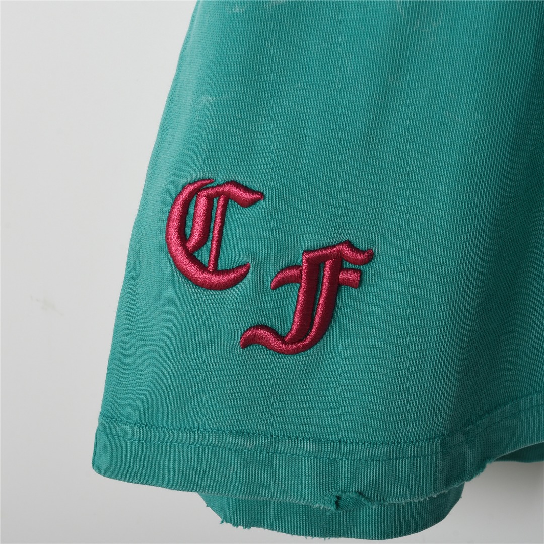 ChromeHearts/克罗心 25ss 走秀款十字架贴布刺绣水洗烧花短袖T恤