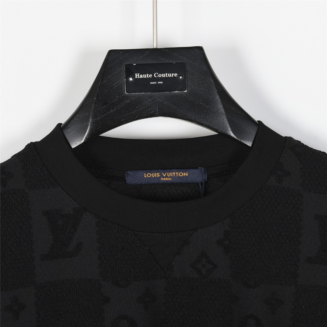 Louis Vuitton/路易威登 25ss 暗纹老花Logo大棋盘格提花短袖T恤