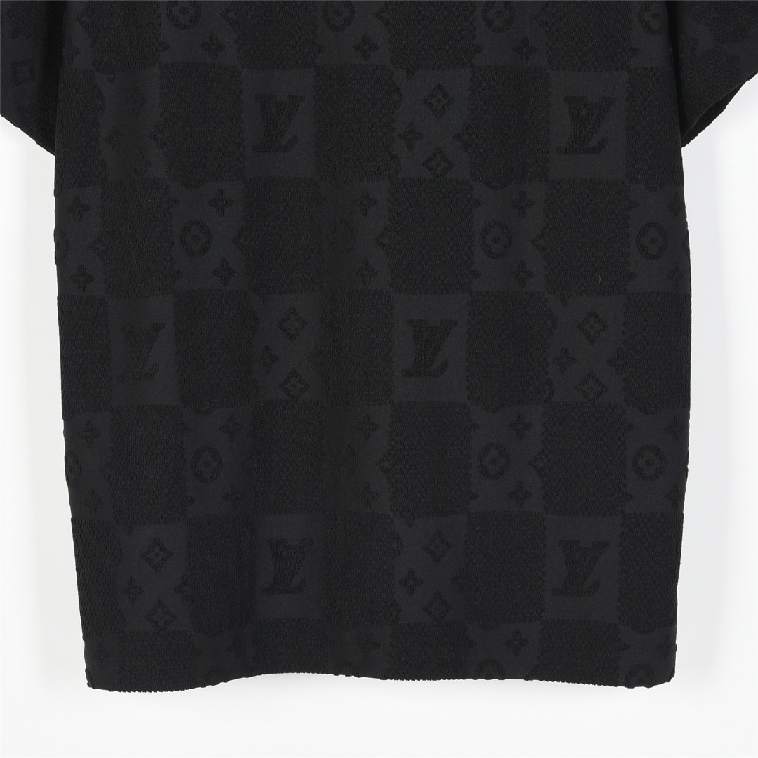Louis Vuitton/路易威登 25ss 暗纹老花Logo大棋盘格提花短袖T恤