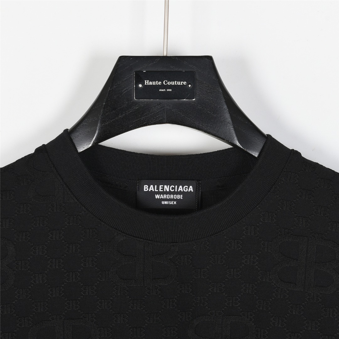 Balenciaga/巴黎世家 25ss 暗纹满印双B提花短袖T恤