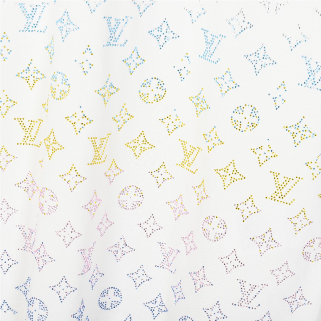 Louis Vuitton/路易威登 25ss 老花彩钻渐变短袖T恤黑色 白色