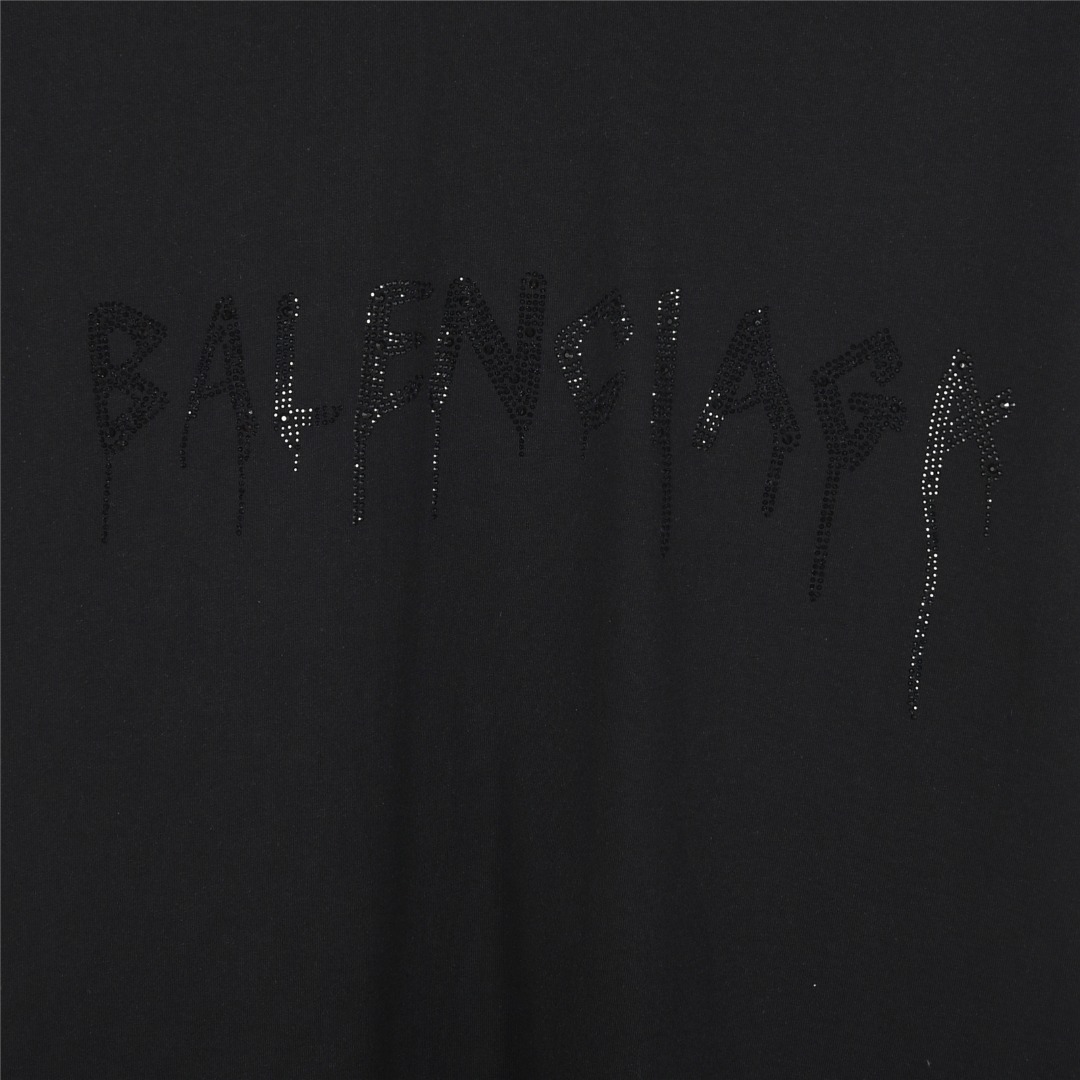 Balenciaga/巴黎世家 25ss 溶解双B字母烫钻破洞短袖T恤