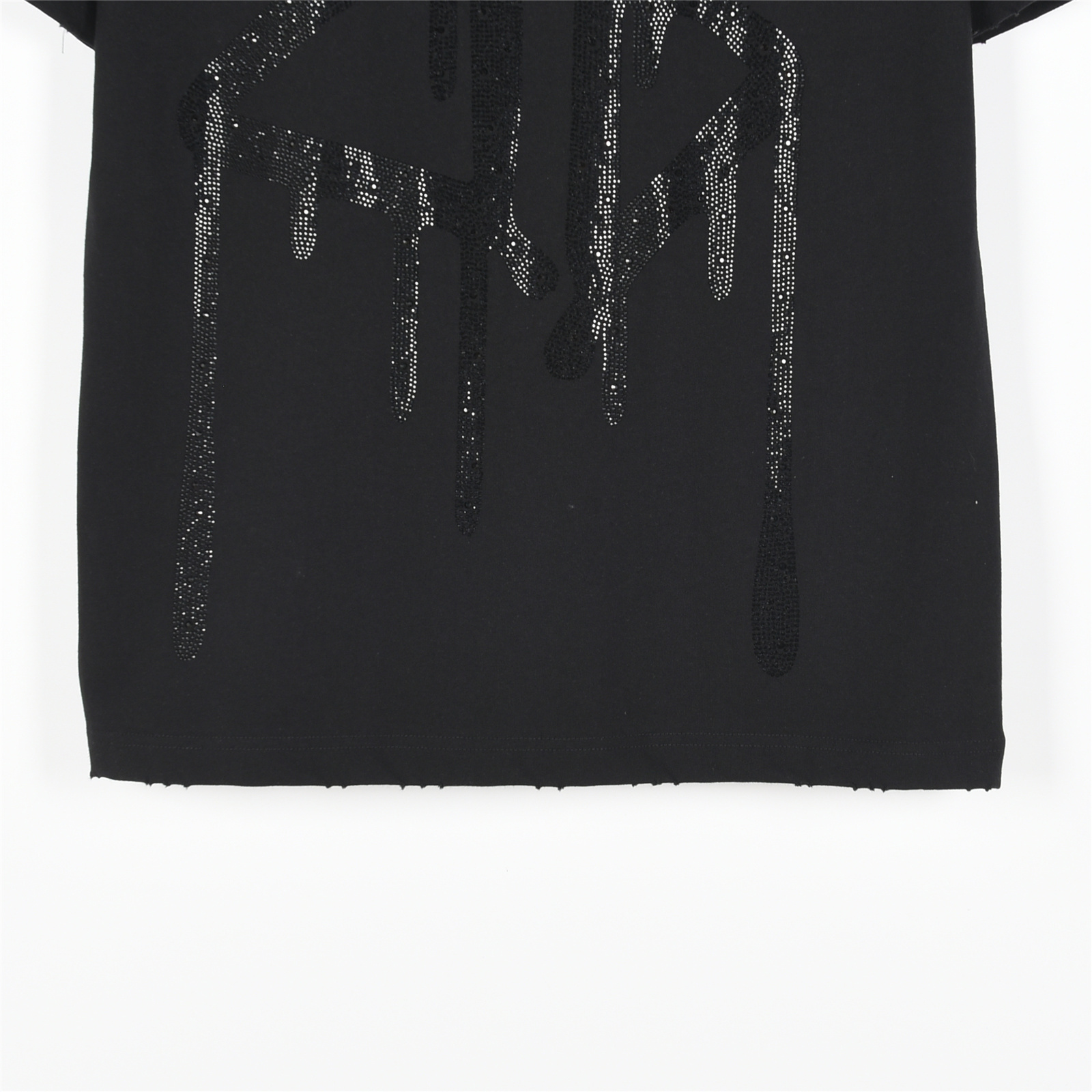Balenciaga/巴黎世家 25ss 溶解双B字母烫钻破洞短袖T恤